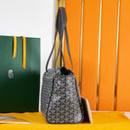ROUETTE SOUPLE BAG 31 IN BLACK GOYARDINE CANVAS AND CALFSKIN