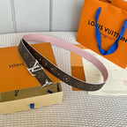 PRETTY LV 30MM REVERSIBLE BELT IN LIGHT PINK CALFSKIN SILVER HARDWARE