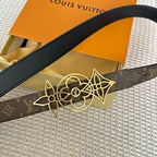 LV MEDIUM 25 MM BELT IN BLACK CALFSKIN GOLD HARDWARE