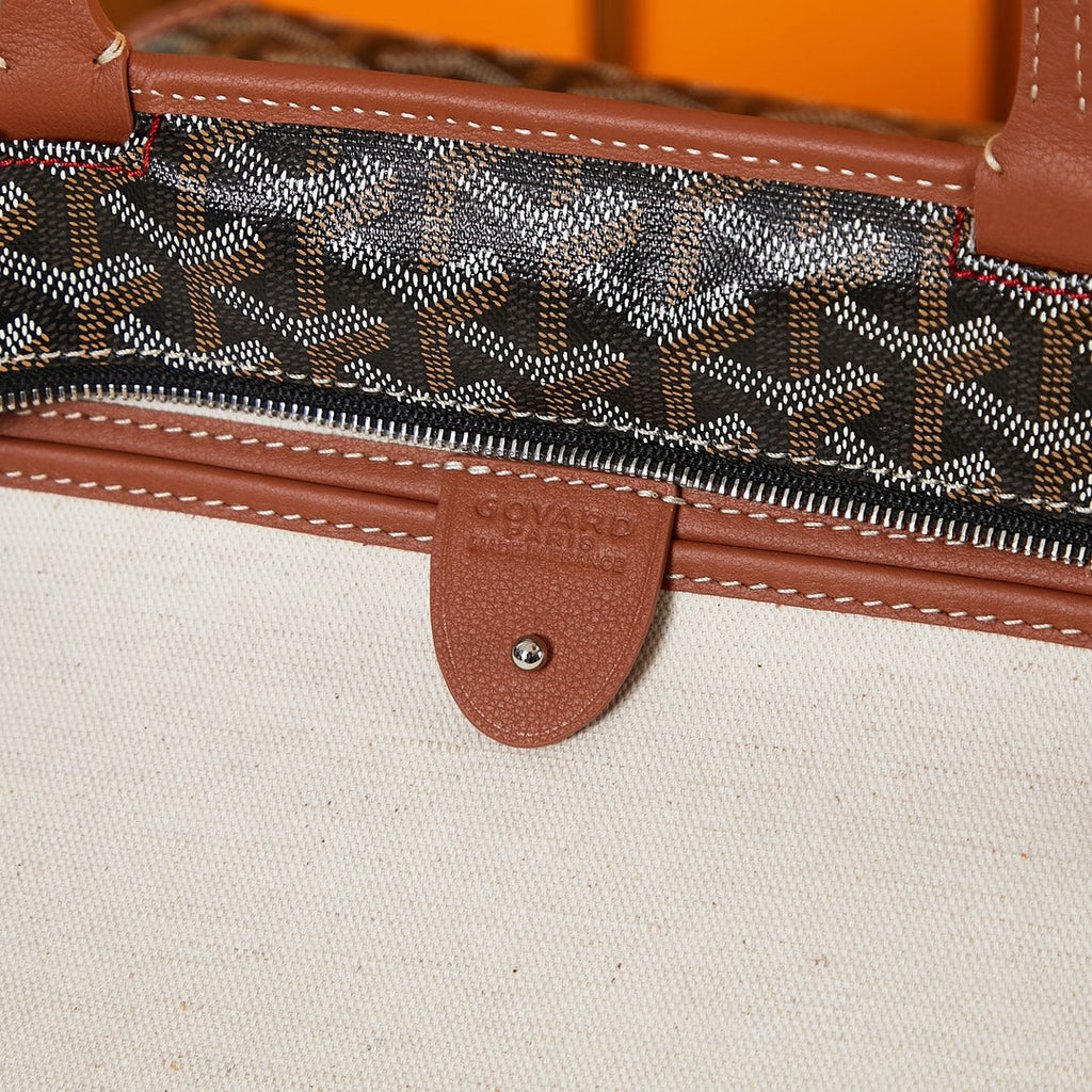 SAINT LOUIS PM 30 IN BLACK GOYARDINE CANVAS AND TAN CALFSKIN