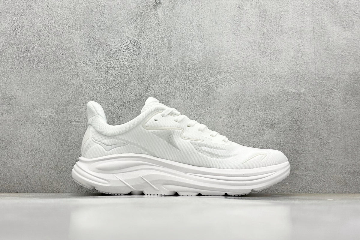 HOKA Clifton 10 Triple White Cushioned Road Running Sneakers