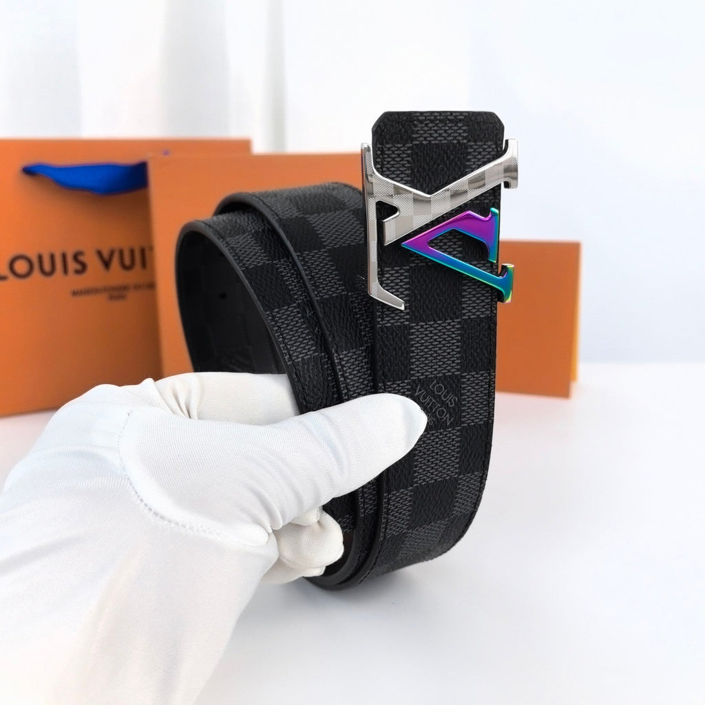 LV LARGE 40MM PYRAMIDE BELT BLACK DAMIER MONOGRAM CALFSKIN METAL HARDWARE
