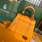 SAÏGON PM BAG 28 IN YELLOW GOYARDINE CANVAS AND CALFSKIN