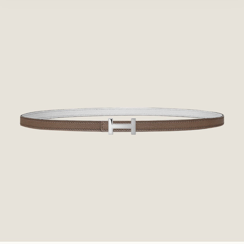 HM FOCUS BUCKLE & REVERSIBLE PEANUT BROWN AND WHITE LEATHER STRAP 13MM SILVER HARDWARE