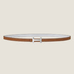 HM FOCUS BUCKLE & REVERSIBLE BRONZE BROWN AND WHITE LEATHER STRAP 13MM SILVER HARDWARE
