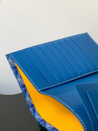RICHELIEU CHECKBOOK WALLET 19 IN SAPPHIRE BLUE GOYARDINE CANVAS AND CALFSKIN