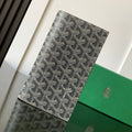 RICHELIEU CHECKBOOK WALLET 19 IN GREY GOYARDINE CANVAS AND CALFSKIN