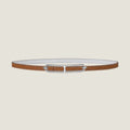 HM ROULIS BUCKLE & REVERSIBLE CINNAMON BROWN AND WHITE LEATHER STRAP 13MM SILVER HARDWARE