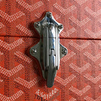 CASSETTE TRUNK BAG 21 IN RED GOYARDINE CANVAS & CLAMECY COWHIDE
