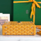 CASSETTE TRUNK BAG 21 IN YELLOW GOYARDINE CANVAS & CLAMECY COWHIDE