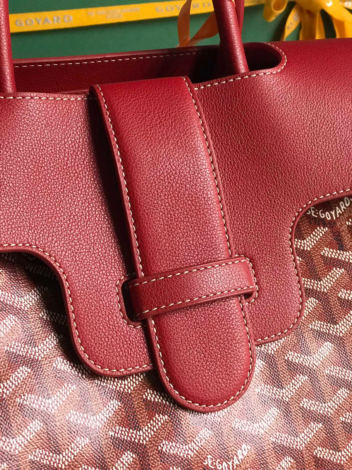 SAIGON SOUPLE BAG 34 IN PERSIAN RED GOYARDINE CANVAS AND CALFSKIN