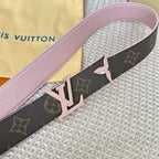 Pretty LV 30mm Reversible Belt Pink Gold Buckle Pink Brown Leather