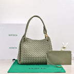 BV 26s Parachute Bag Sage Green Intrecciato Leather 291405