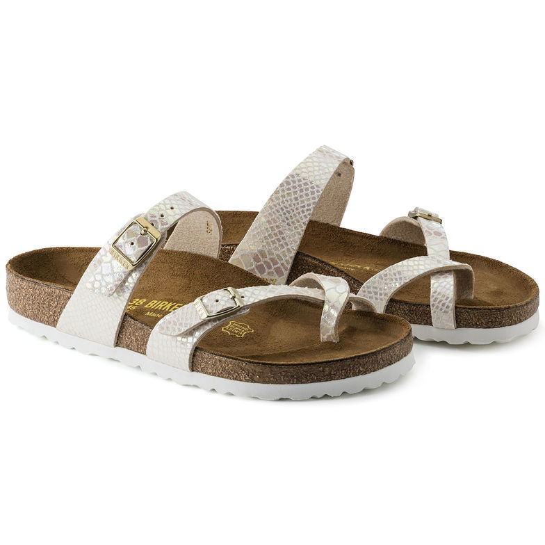 Birkenstock Mayari Sandal Shiny Snake Print / Iridescent Python White