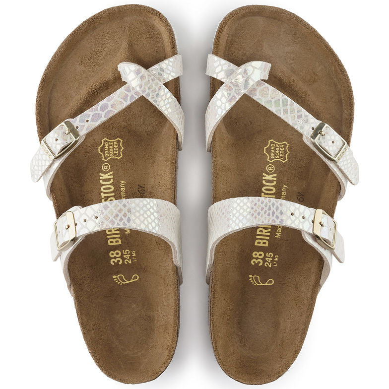 Birkenstock Mayari Sandal Shiny Snake Print / Iridescent Python White