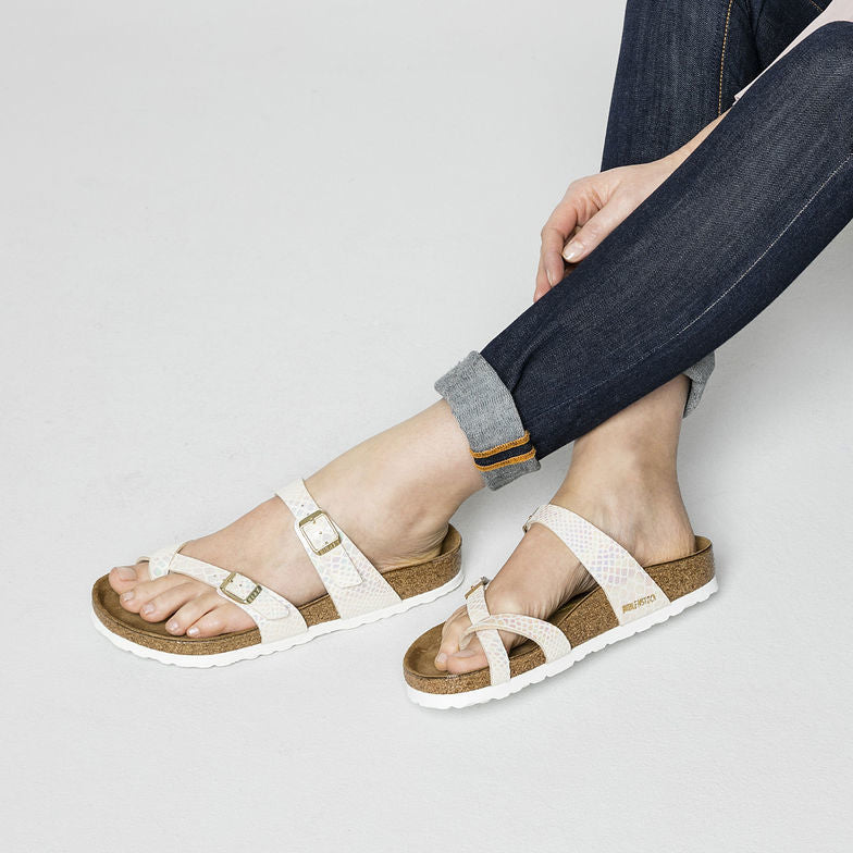 Birkenstock Mayari Sandal Shiny Snake Print / Iridescent Python White