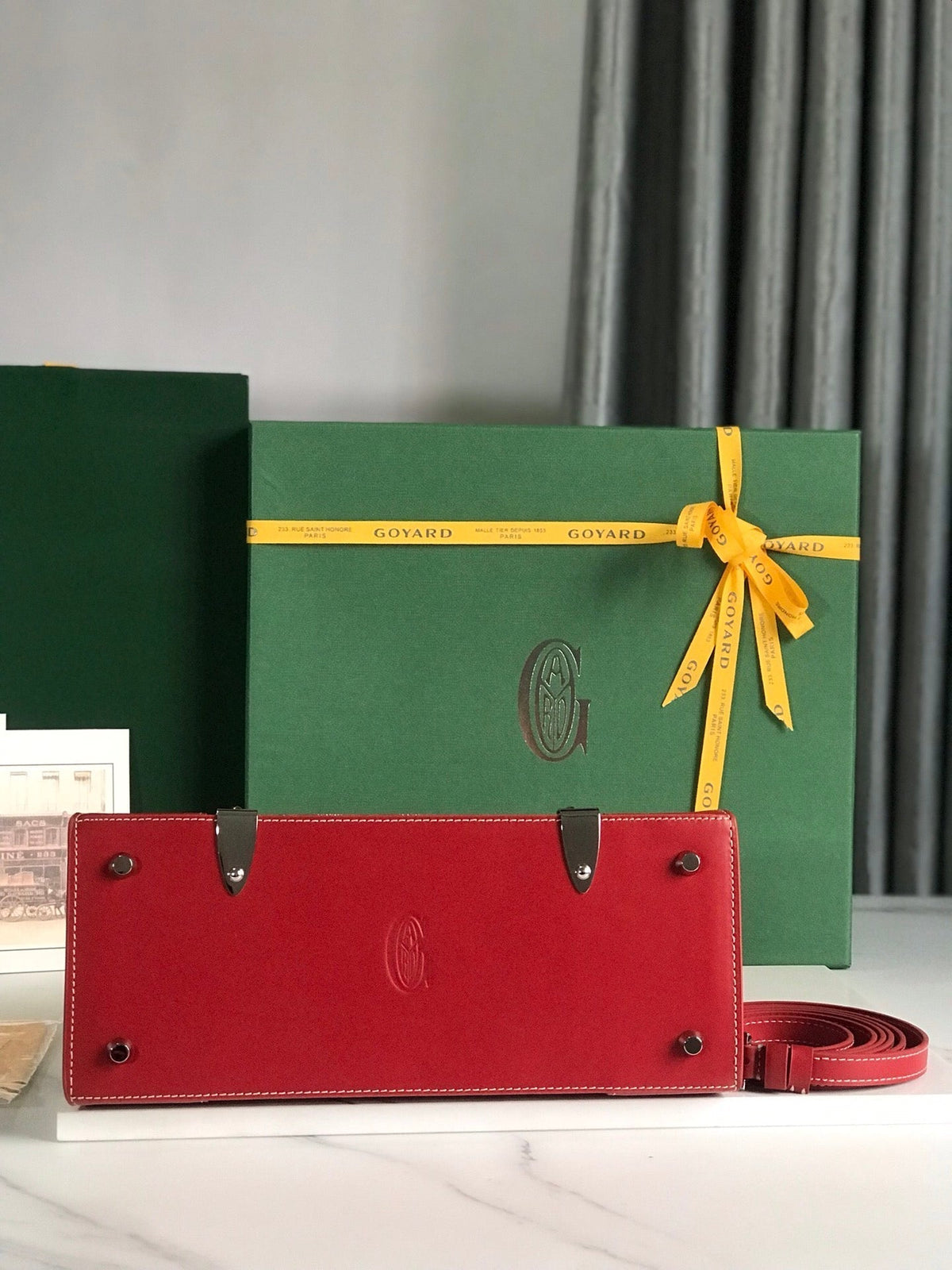 SAÏGON PM BAG 28 IN PERSIAN RED GOYARDINE CANVAS AND CALFSKIN