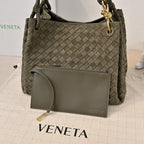 BV 26s Parachute Bag Olive Intrecciato Suede 291417