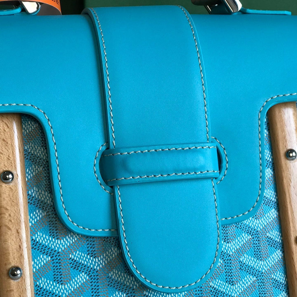SAÏGON PM BAG 28 IN LIGHT BLUE GOYARDINE CANVAS AND CALFSKIN