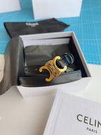 Triomphe Belt 18mm Black Calfskin Gold Buckle