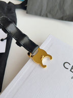 Triomphe Belt 18mm Black Calfskin Gold Buckle