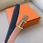 HM BELT 24MM GOLD BUCKLE BROWN EPSOM LEATHER