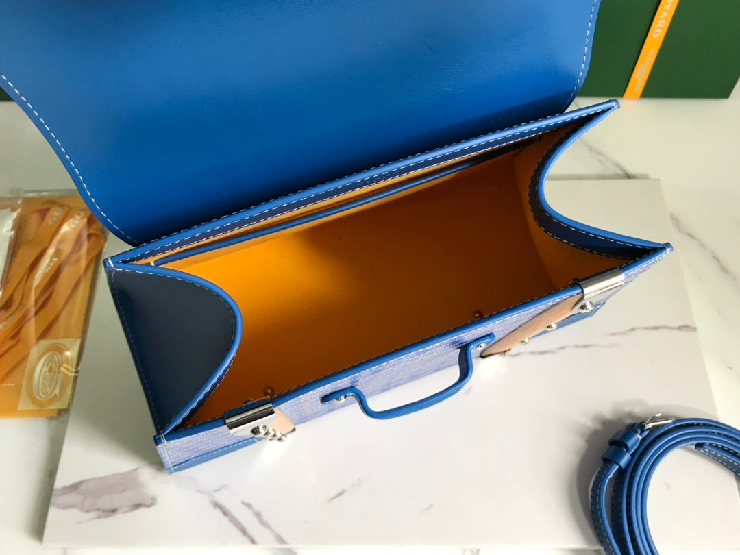 SAÏGON PM BAG 28 IN CURIOUS BLUE GOYARDINE CANVAS AND CALFSKIN