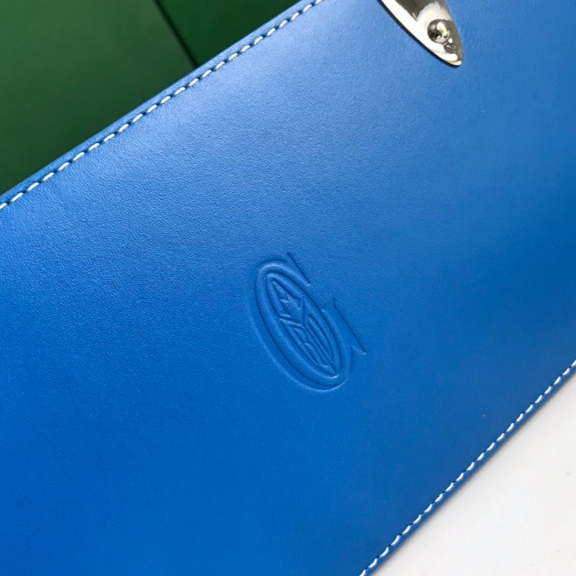 SAÏGON PM BAG 28 IN CURIOUS BLUE GOYARDINE CANVAS AND CALFSKIN