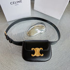 celin black calfskin belt bag