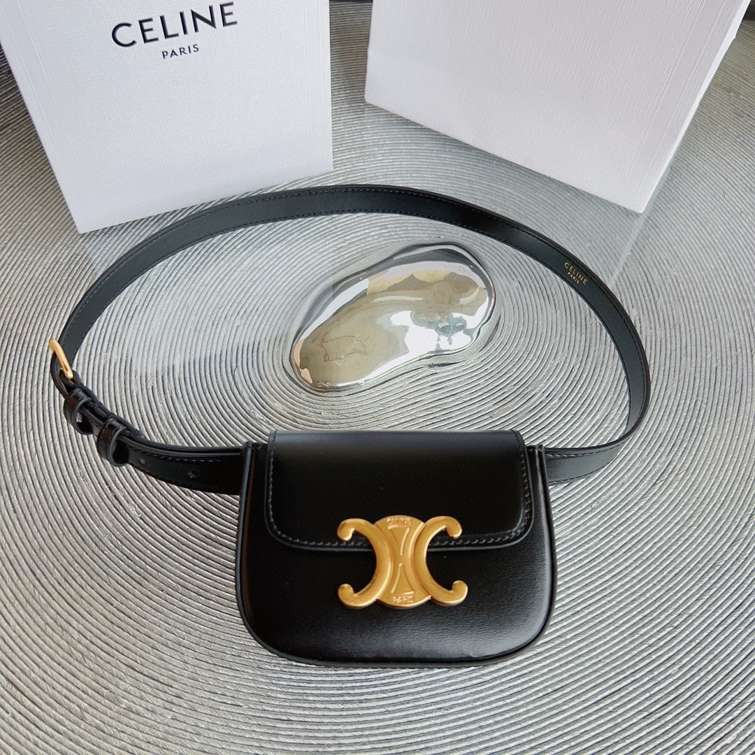celin black calfskin belt bag