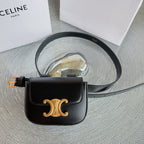 celin black calfskin belt bag