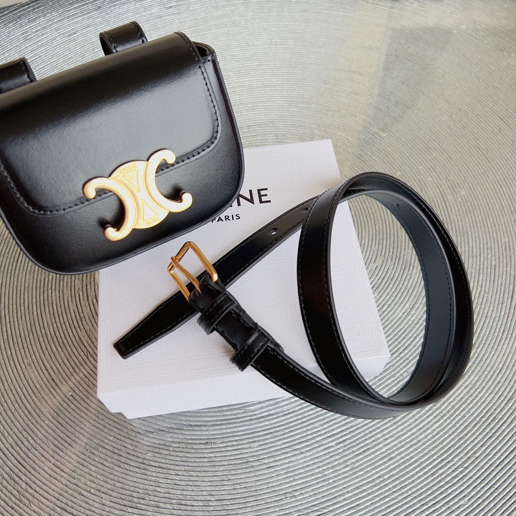 celin black calfskin belt bag