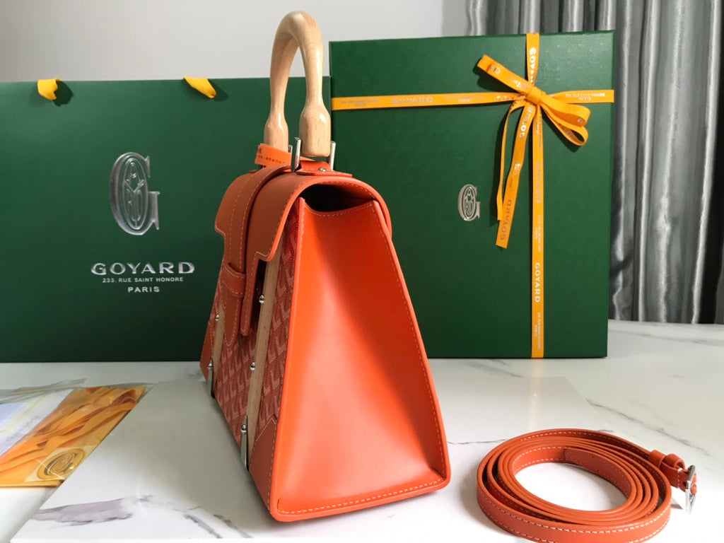 SAÏGON PM BAG 28 IN RED ORANGE GOYARDINE CANVAS AND CALFSKIN
