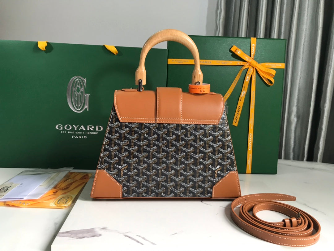 SAÏGON PM BAG 28 IN BROWN GOYARDINE CANVAS AND CALFSKIN