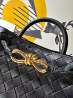BV Small Andiamo Bag 20cm Black Intrecciato Leather 291443