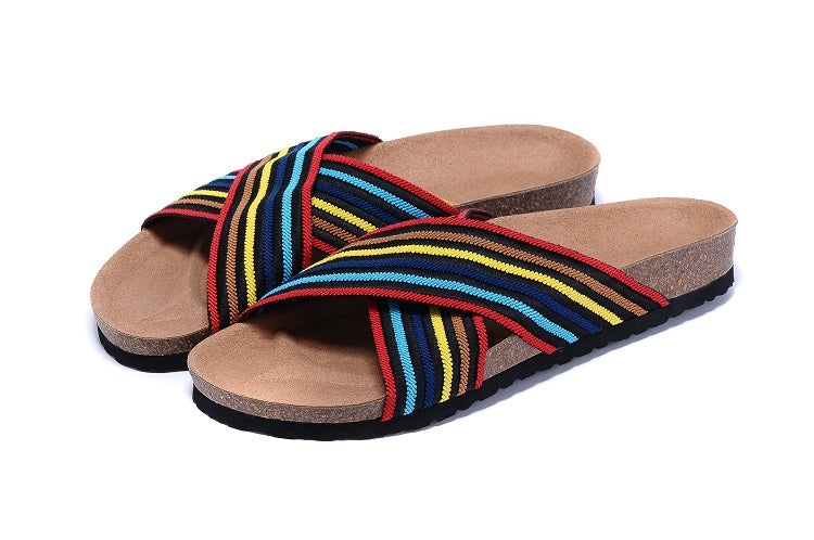 Birkenstock Siena Sandal Multicolor Rainbow Striped Textile