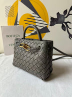 BV Small Andiamo Bag 20cm Grey Intrecciato Leather 291448