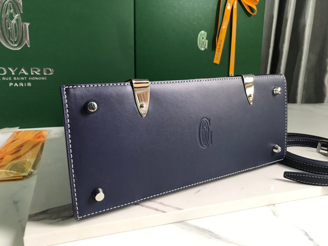 SAÏGON PM BAG 28 IN NAVY BLUE GOYARDINE CANVAS AND CALFSKIN