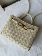 BV Small Andiamo Bag 20cm Ecru Intrecciato Leather 291450