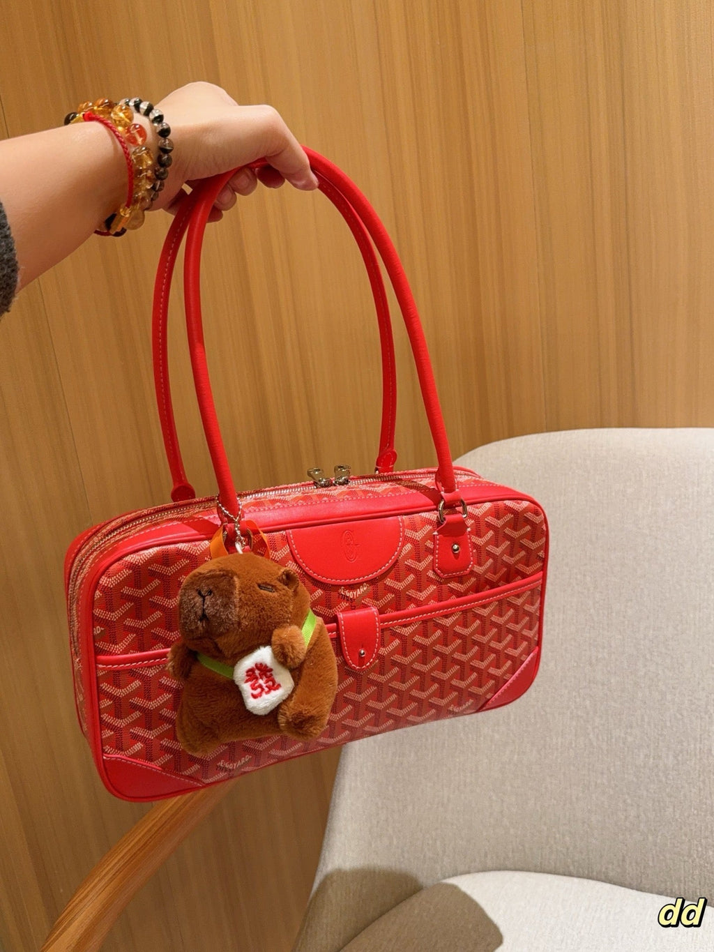 SAINT MARTIN BAG 35 IN CADMIUM RED GOYARDINE CANVAS AND CALFSKIN