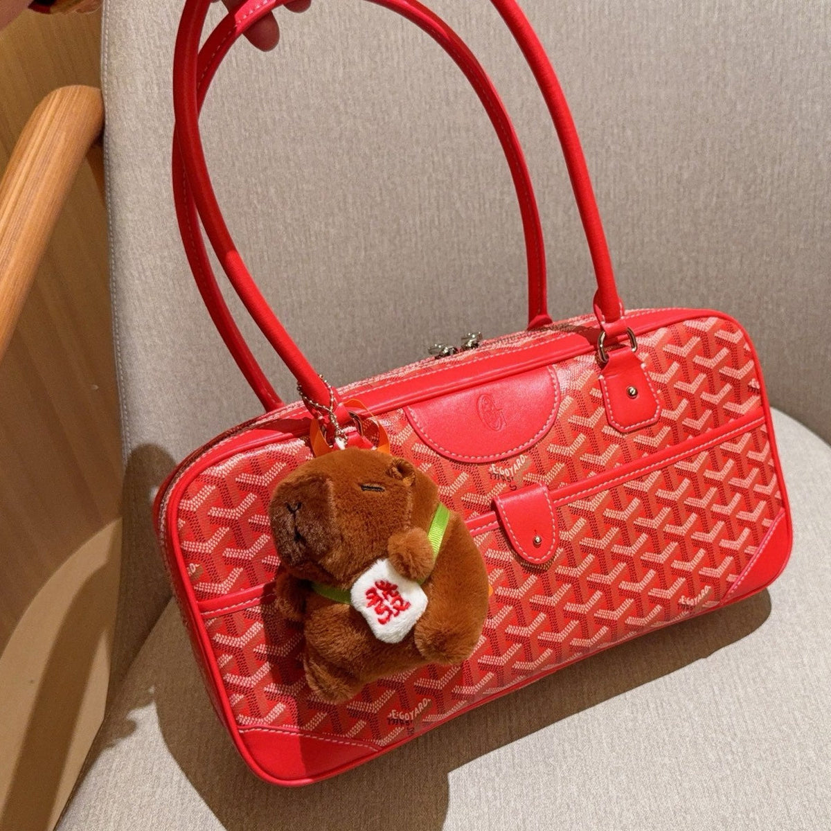 SAINT MARTIN BAG 35 IN CADMIUM RED GOYARDINE CANVAS AND CALFSKIN