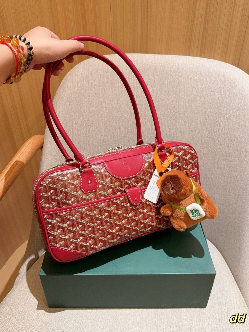 SAINT MARTIN BAG 35 IN CADMIUM RED GOYARDINE CANVAS AND CALFSKIN