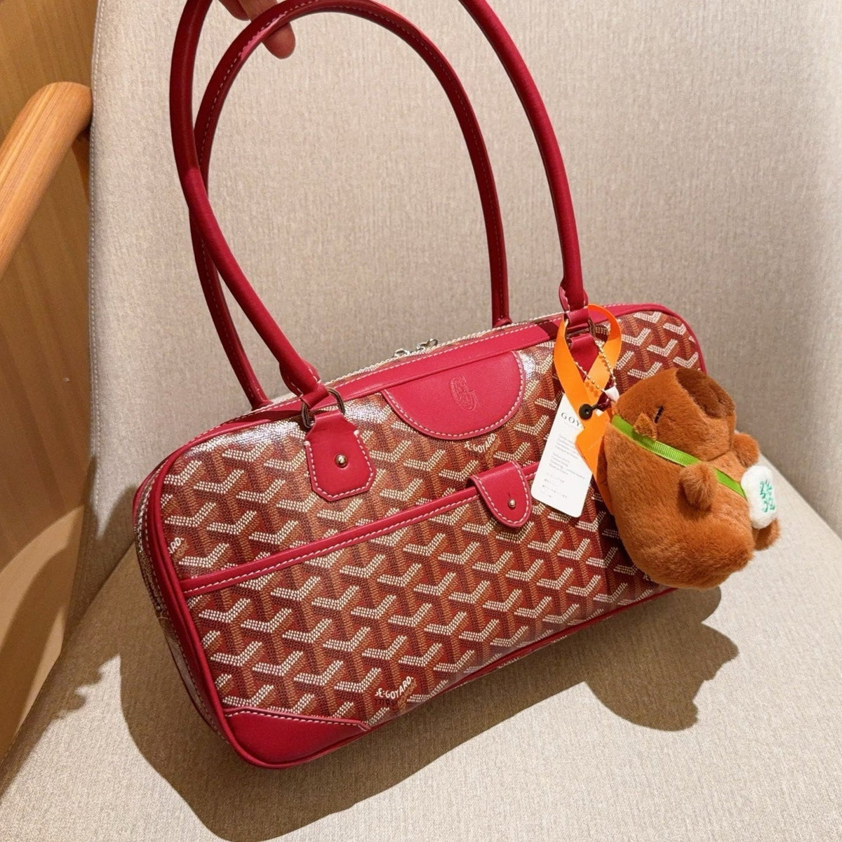 SAINT MARTIN BAG 35 IN CADMIUM RED GOYARDINE CANVAS AND CALFSKIN