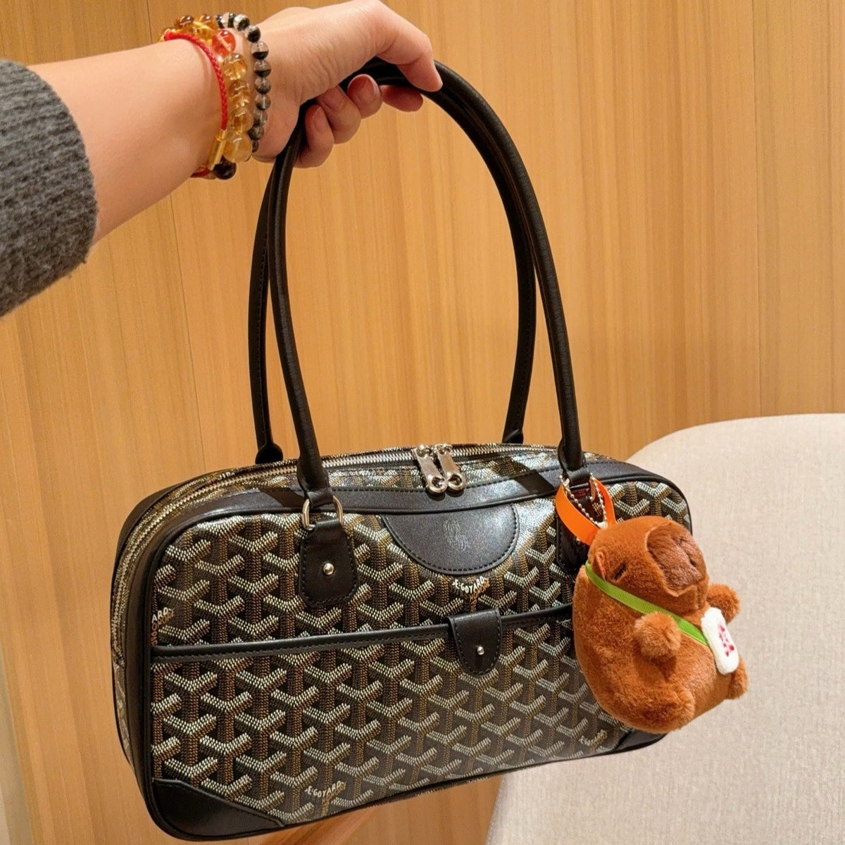 SAINT MARTIN BAG 34 IN BLACK GOYARDINE CANVAS AND CALFSKIN