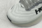 HOKA Bondi 8 White Grey Black Logo Running Sneaker