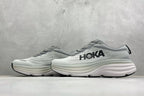 HOKA Bondi 8 White Grey Black Logo Running Sneaker