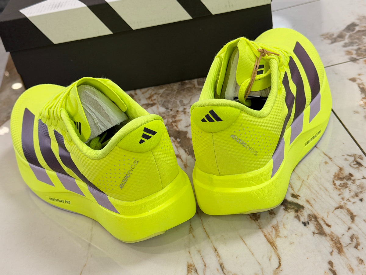 adidas Adizero Evo SL Woven Shoes - Solar Yellow / Aurora Plum