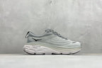 HOKA Bondi 8 White Grey Black Logo Running Sneaker