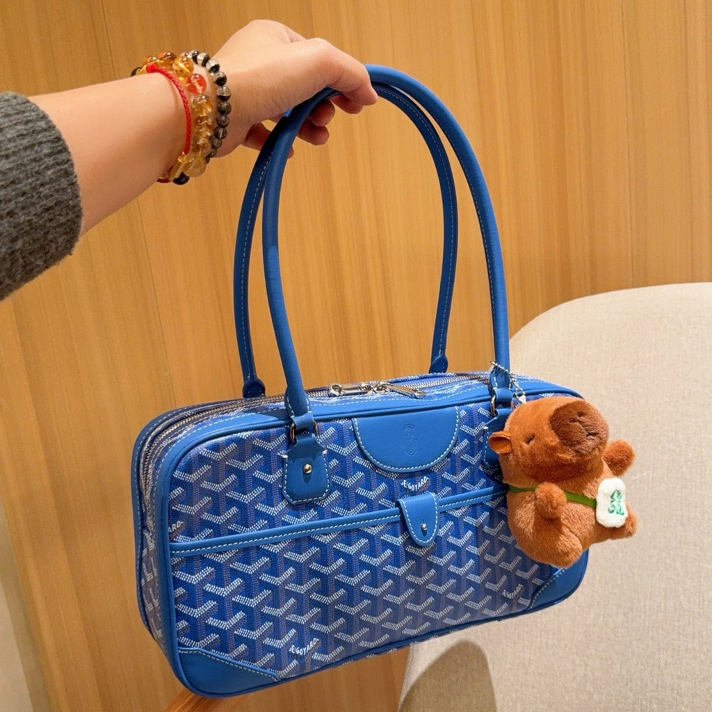 SAINT MARTIN BAG 35 IN BLUE GOYARDINE CANVAS AND CALFSKIN