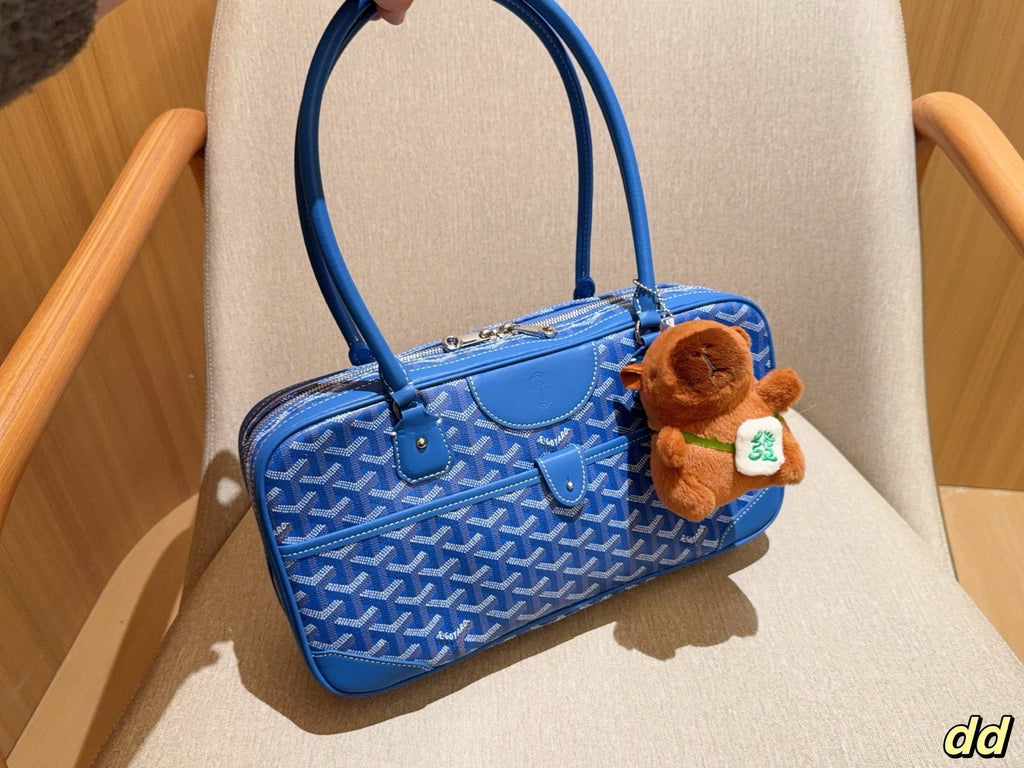 SAINT MARTIN BAG 35 IN BLUE GOYARDINE CANVAS AND CALFSKIN